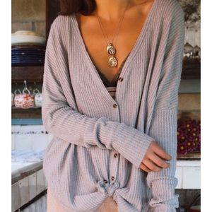 Jojo Oversized Thermal Button-Front Top